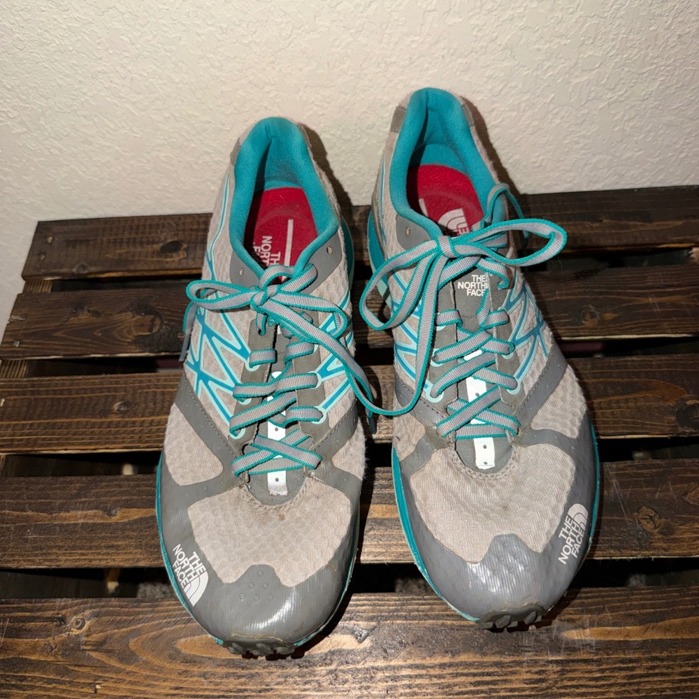 The North Face Ultra Cardiac Womens Trail Running Shoes Grey Teal C579 Size 8